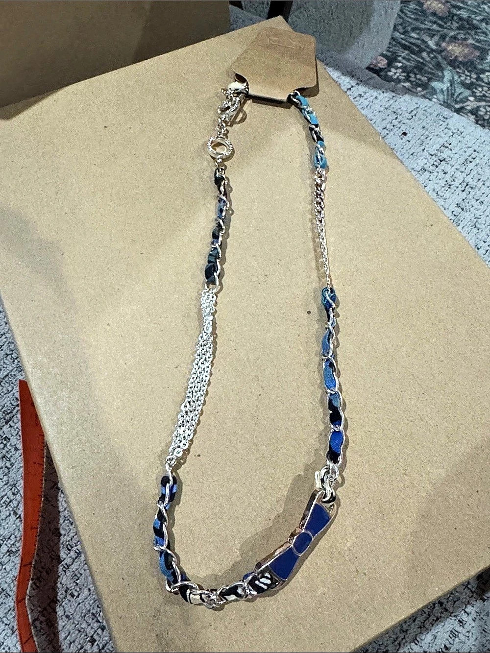 Vera Bradley Blue & Silver Chain Necklace Like New